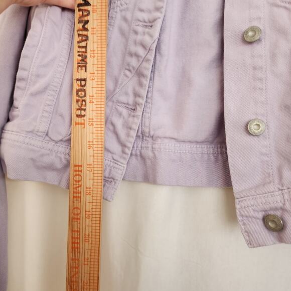Free People Rumors Denim Jacket size XS Boxy Lavender Purple Pastel Y2K Boho - Picture 9 of 11